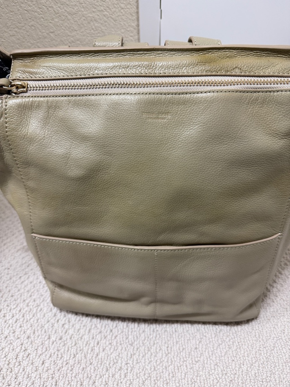 Mina Baie Cream Leather Diaper Bag